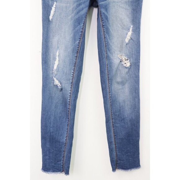 1822 Denim Distressed Maternity Crop Jean Frayed Raw Cut Hem Stretch Denim Irene - Picture 6 of 9